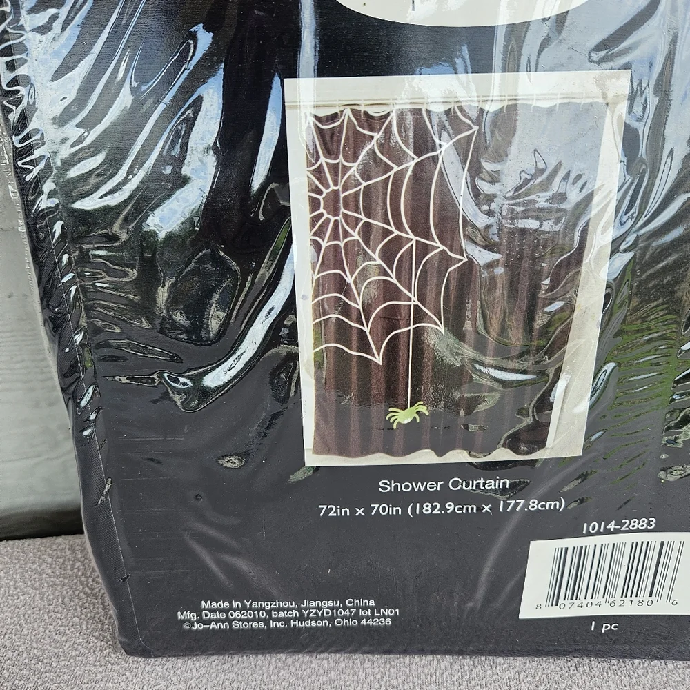 Jo-Ann Halloween Shower Curtain Black Spider Web 72